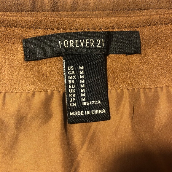 Brown Button Suede Mini Skirt with Belt - Picture 4 of 4